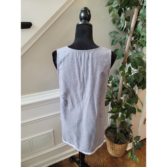 Mudpie Blouse Women's Size Medium Grey 100% Cotton V Neck Sleeveless - Picture 7 of 11